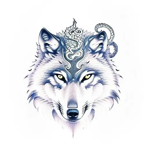 Wolf With Dragons Around It