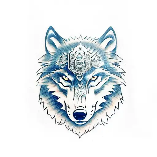 Wolf Hiding Behind Samurai Mask