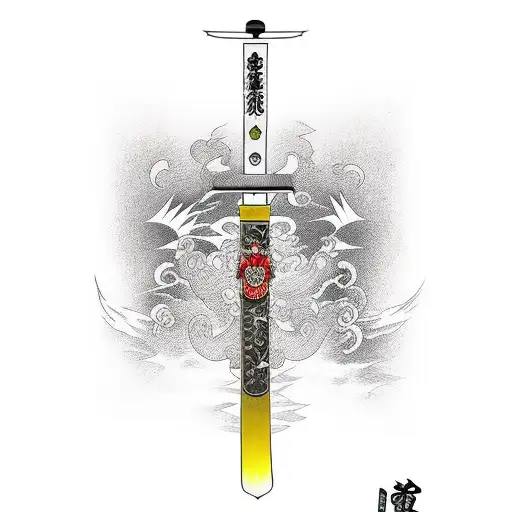 Japanese Sword With Temple