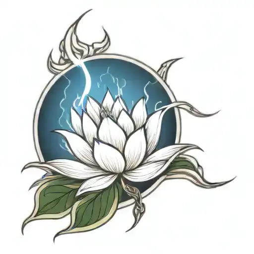 Lightning Behind A Lotus Flower