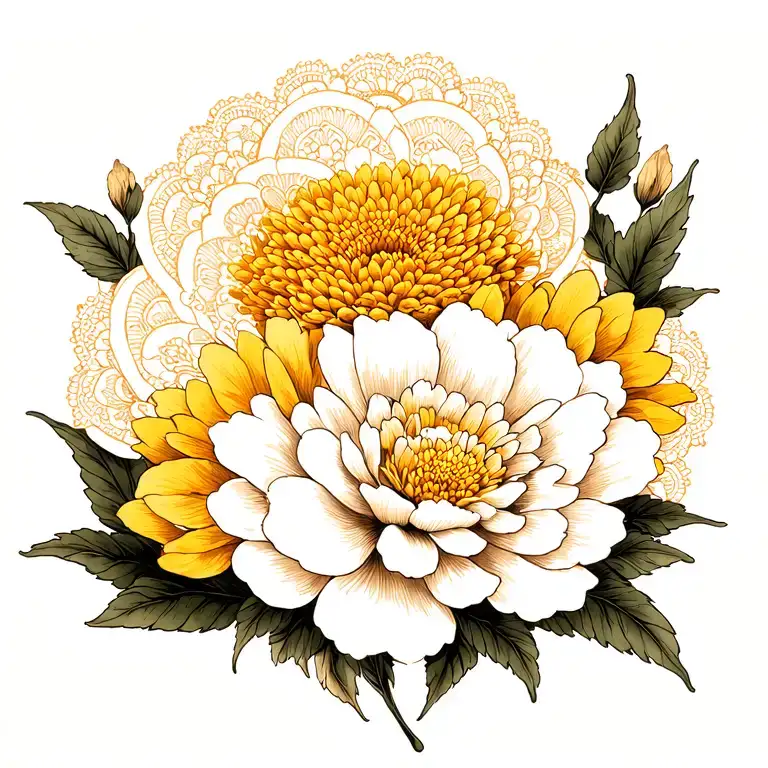 Lace And Chrysanthemum Flower