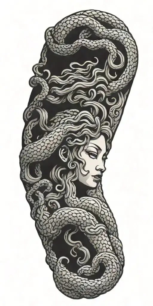 Medusa Intertwined Around Arm Sleeve