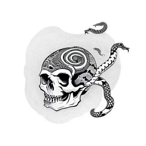 Skull With Snake And Girl