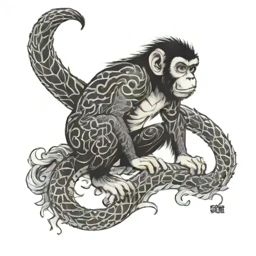 Monkey Ripping The Head Off Of A Dragon