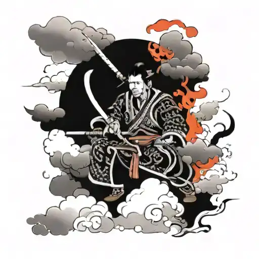 Samurai And Clouds Fire Rain