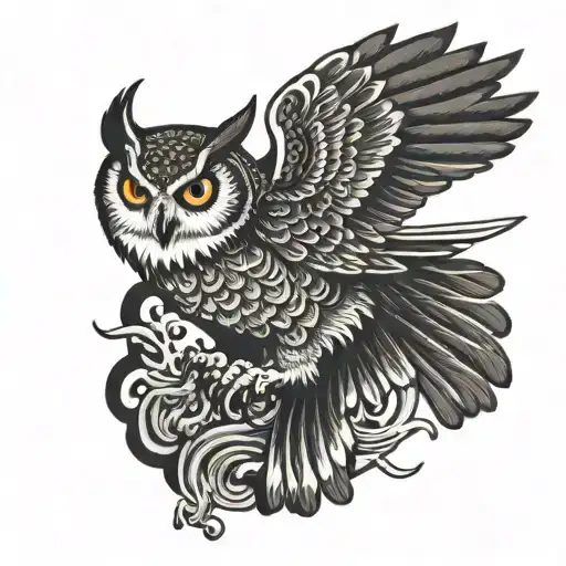 Owl Flying Skul Half Alive
