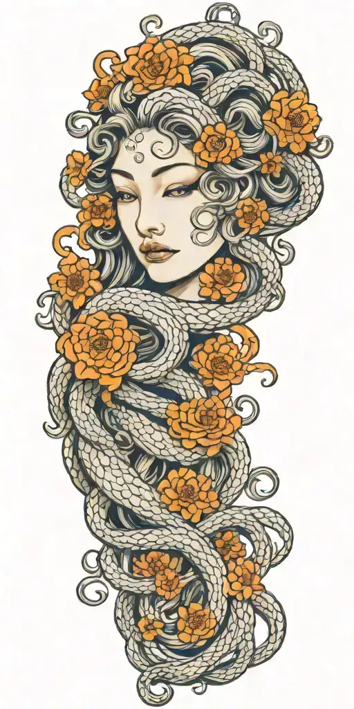 Medusa Head Intertwined Around Arm Sleeve