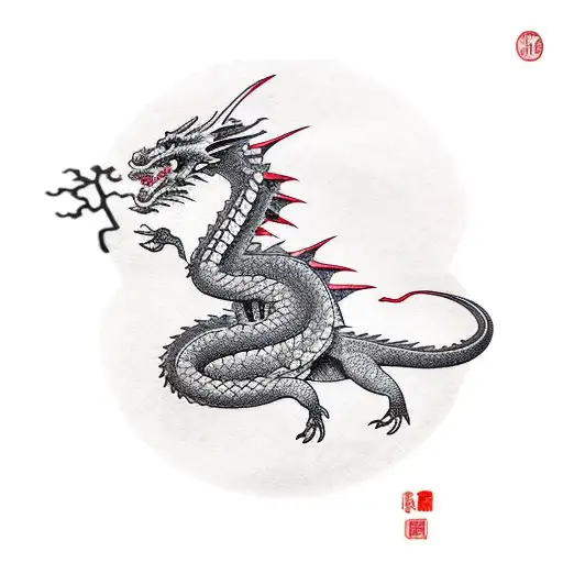 Dragon On A Japanese Cherry Tree