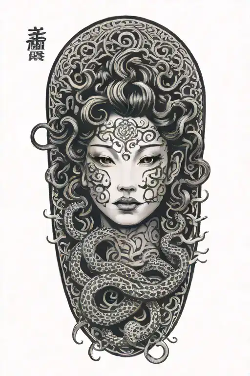 Medusa Head Intertwined Around Arm Sleeve