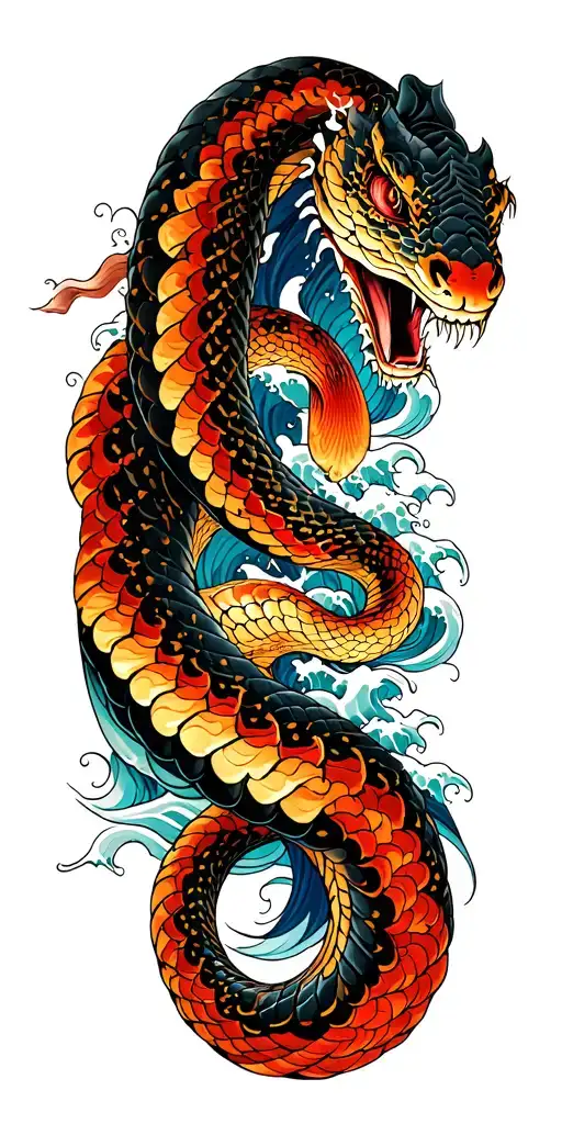 Snake And Waves Crashing