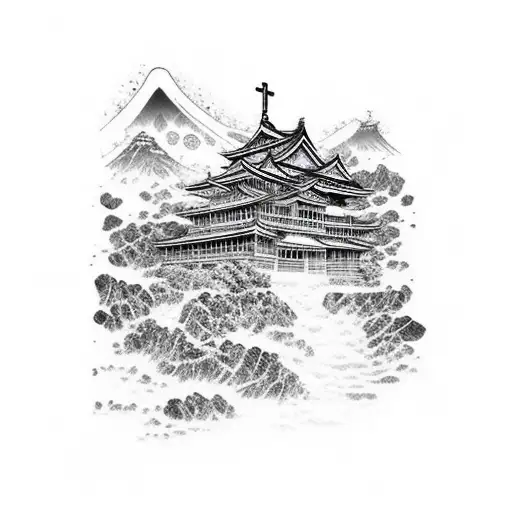 Church On Rocks With Water Crashing On The Rocks