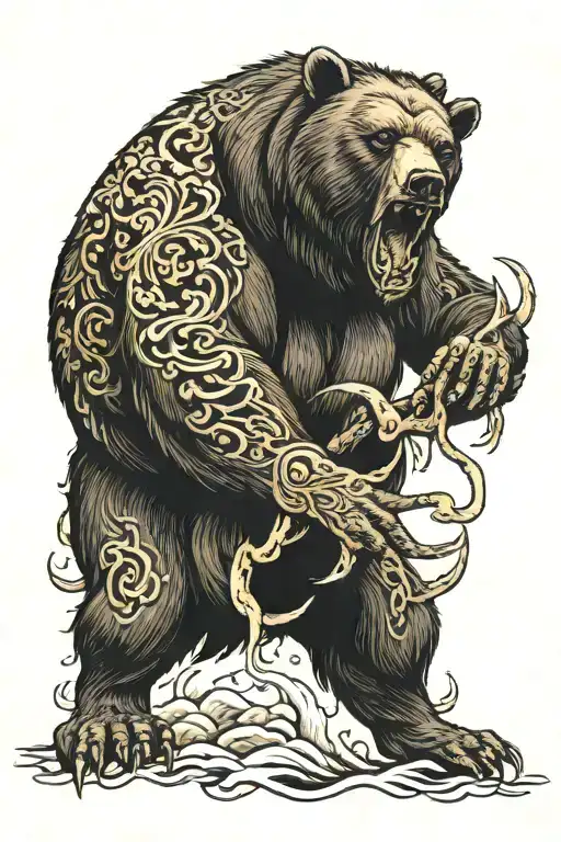 Bear Attacking Moose