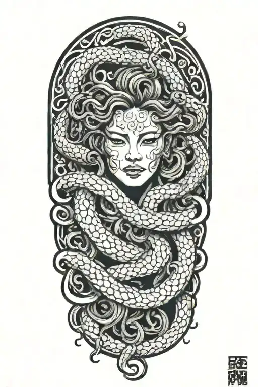 Medusa Head Intertwined Around Arm Sleeve