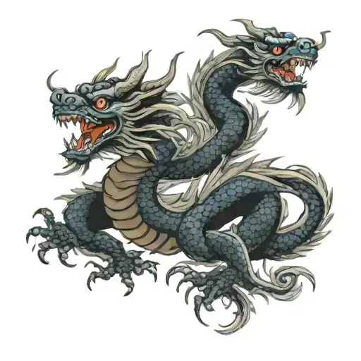 Chinese Black Dragon With Breaks In The Coloring