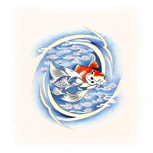 Koi Fish In Waves