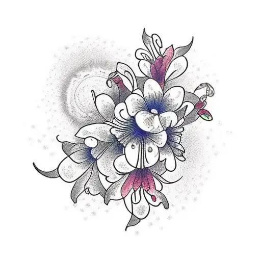 Sun With Honeysuckle And Cosmo Flowers