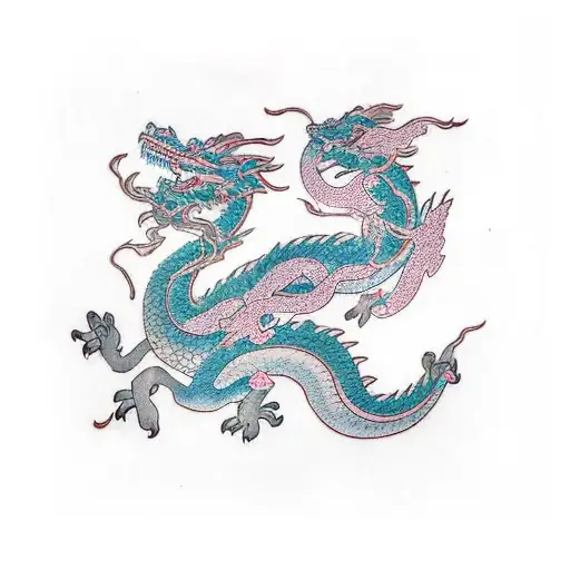 A Dragon Flying Over A Cherry Blossom Garden In Japan