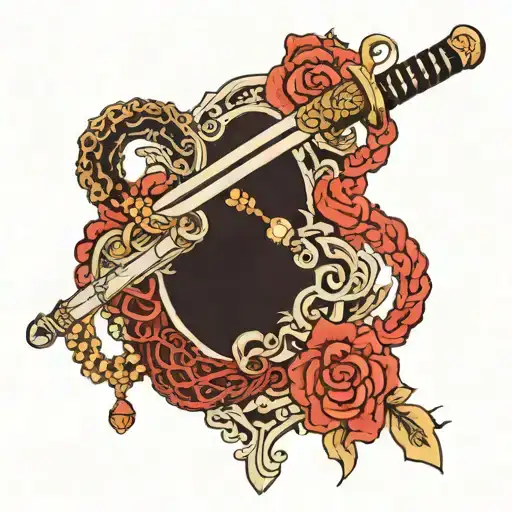 Sword And Rosary Intertwined