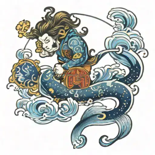 Aquarius Zodiac Symbol Surrounded