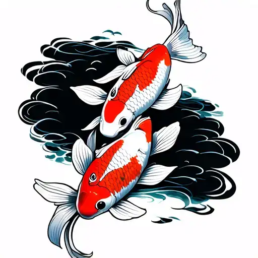 4 Koi Fish Swimming Up Forearm