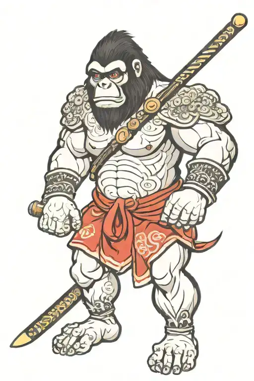 Warrior Red Black White Gorilla
