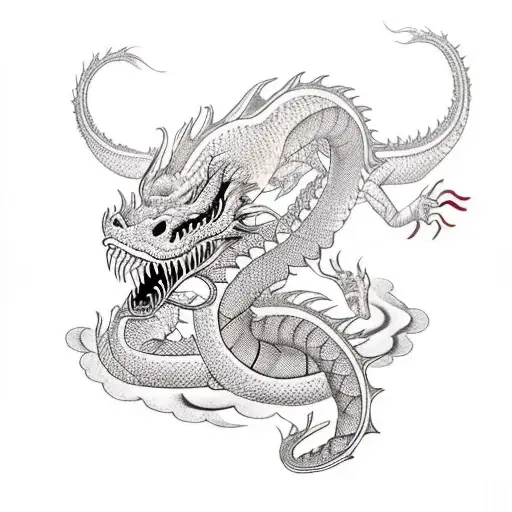 Uroborus Dragon With Black And Red Accents