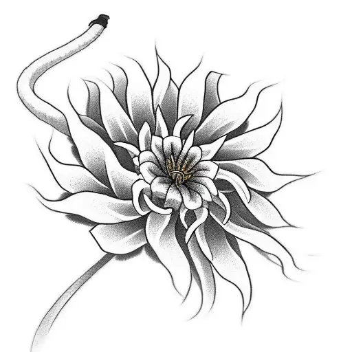 The Main Being A Big Snake And Spider Lily Flower And Clouds In The Background