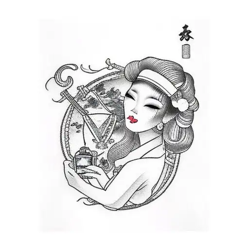 Pretty Girl Sailor With Glass Of Rum