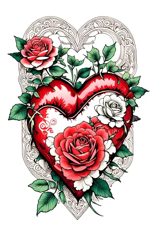 Heart With Roses Surrounded
