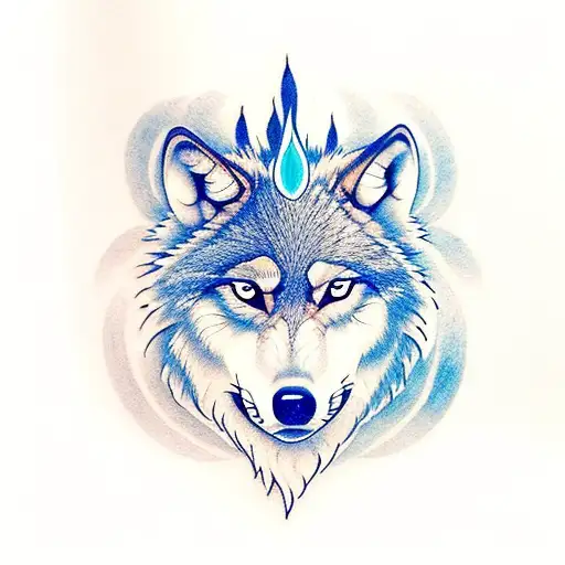 Wolf With Blue Flames