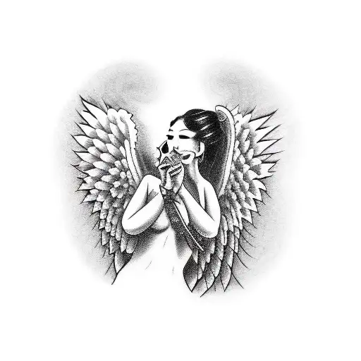 Angel Smoking Cigarettes On Rooftop In Fishnets