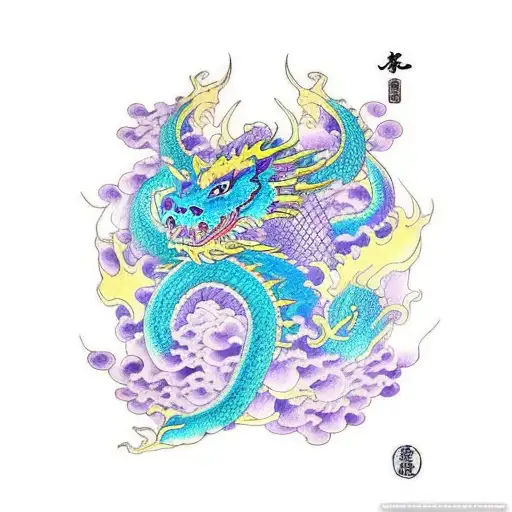 Dragon Blue And Purple