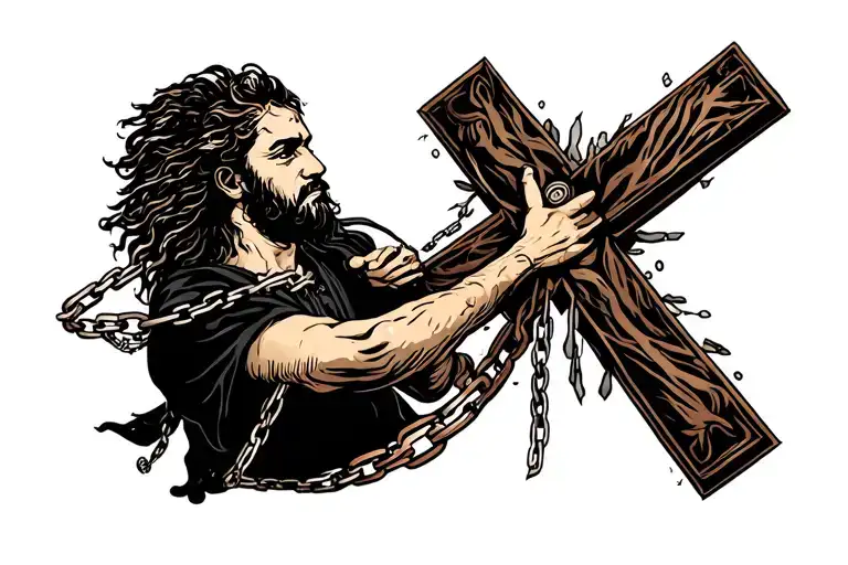 Christian Cross Breaking Chains