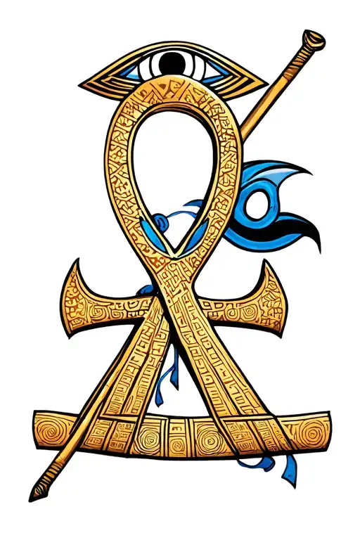 Ankh Symbol Wit Eye Of Horus On Top Of The Staff
