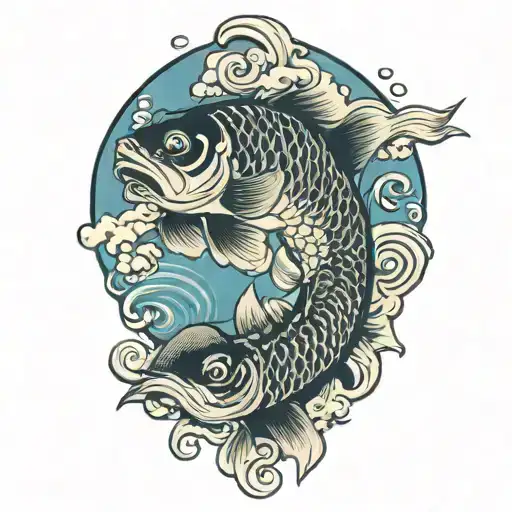 Japanese Carp Swimming Gracefully Navigating