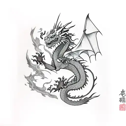 Dragon With A Small Amount Of Red Colour