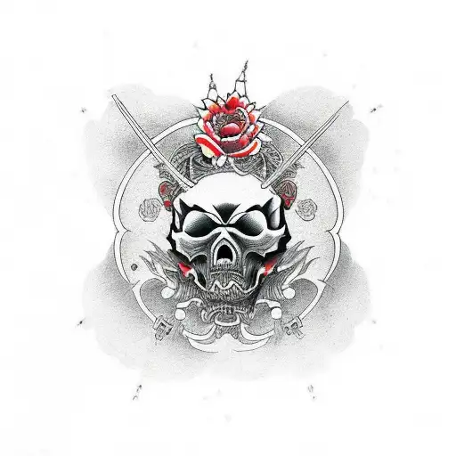 Neo Traditional Japanese Style Of Death Holding A Skull Tattoo