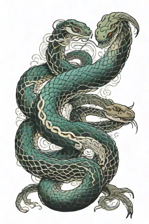 The Snake Wraps Around His Arm And Descends To The Scale