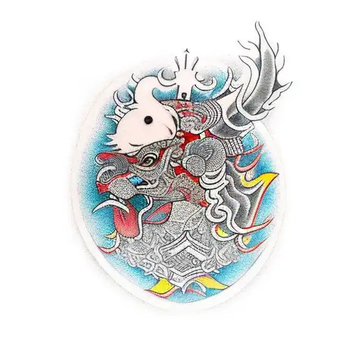 Courageous General Or King Tattoo On The Left Side Of Neck That Is Unique Abstract