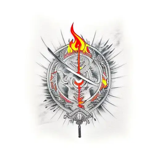 Samurai Sword With Flames Atomie A Blade