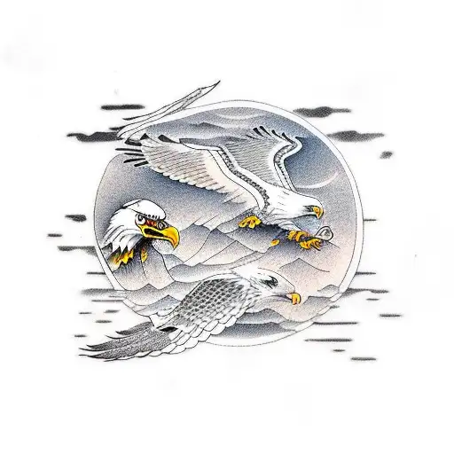 Eagle With Two Little Girl