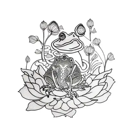 Lotus Flower And Frog