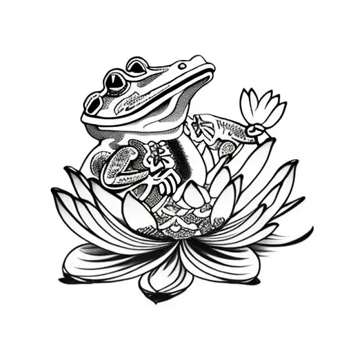 Lotus Flower And Frog
