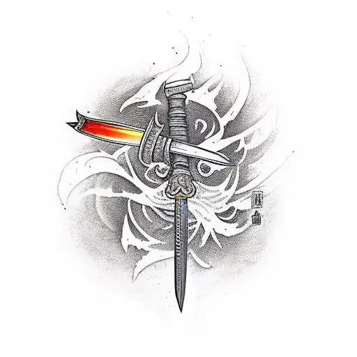 Katana Sword With Flames Atomie A Blade