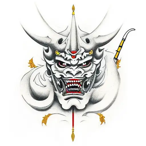 Hannya Mask Holding Dagger