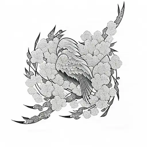 Phoenix With Cherry Blossom Petals