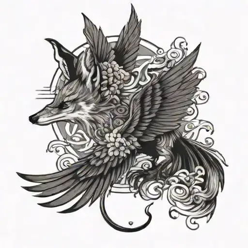 Fox And Raven Flying