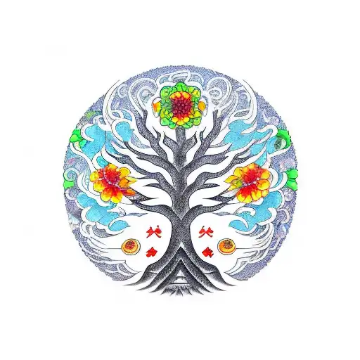 Tree Of Life Combined With Phoenix