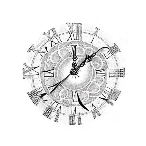 Tenticles Wrapping A Clock With Roman Numerals