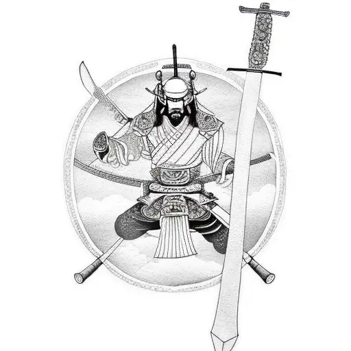 Samurai Bidy With Sword Shadow With Sharringan Eyes